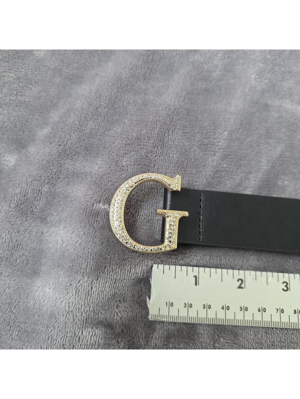 Guess Rhinestone G Logo Buckle Belt - Black - L - Picture 4 of 7